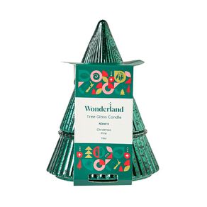 Wonderland Home Christmas Tree Glass Candle 7.8oz Green