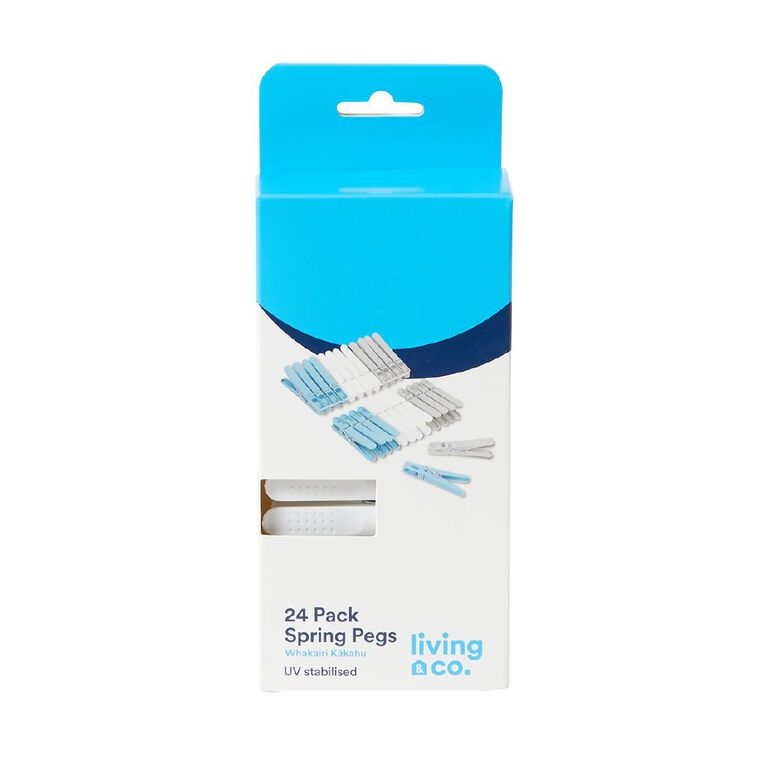 Living & Co Spring Pegs UV Stabilised Assorted 24 Pack, , hi-res
