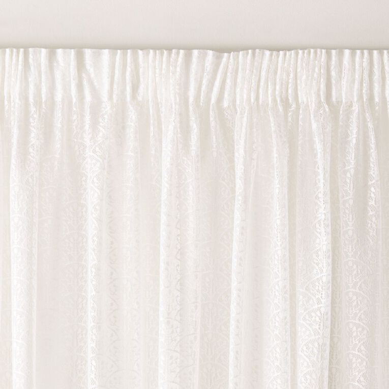 Living & Co Art Deco Voile White 90-180cm Wide/213cm Drop, , hi-res
