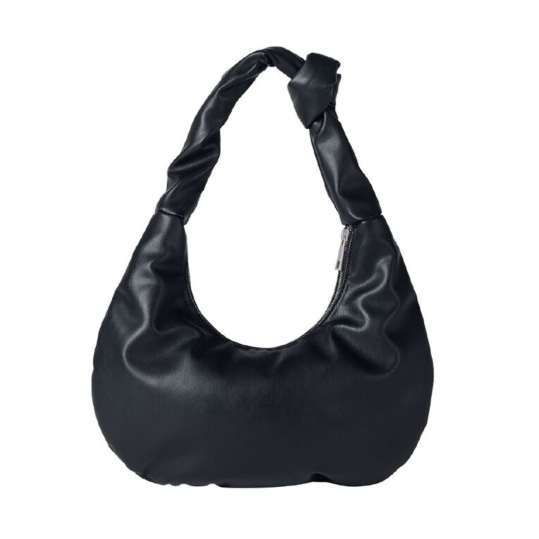 H&H Knot Detail Crescent Shoulder Bag, Black, hi-res