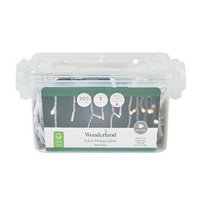 Wonderland Plug-in Icicles Lights Warm White 200 LED 3.9m