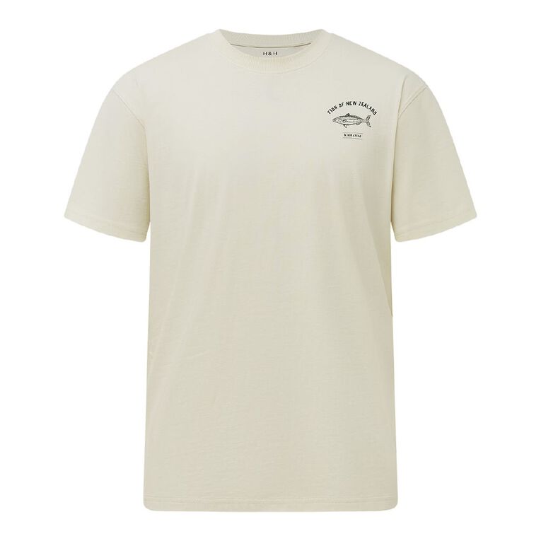 H&H Men's Relaxed Fit Graphic Tee, White, hi-res