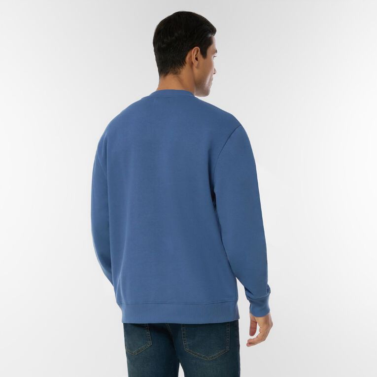 H&H Men's Plain Crew Sweatshirt, Blue Mid, hi-res
