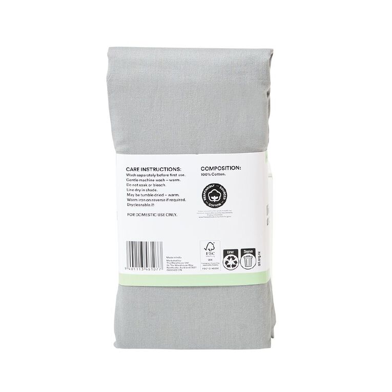 Living & Co 100% Washed Cotton King 2 Pack Pillowcase Grey 50cm x 80cm, , hi-res