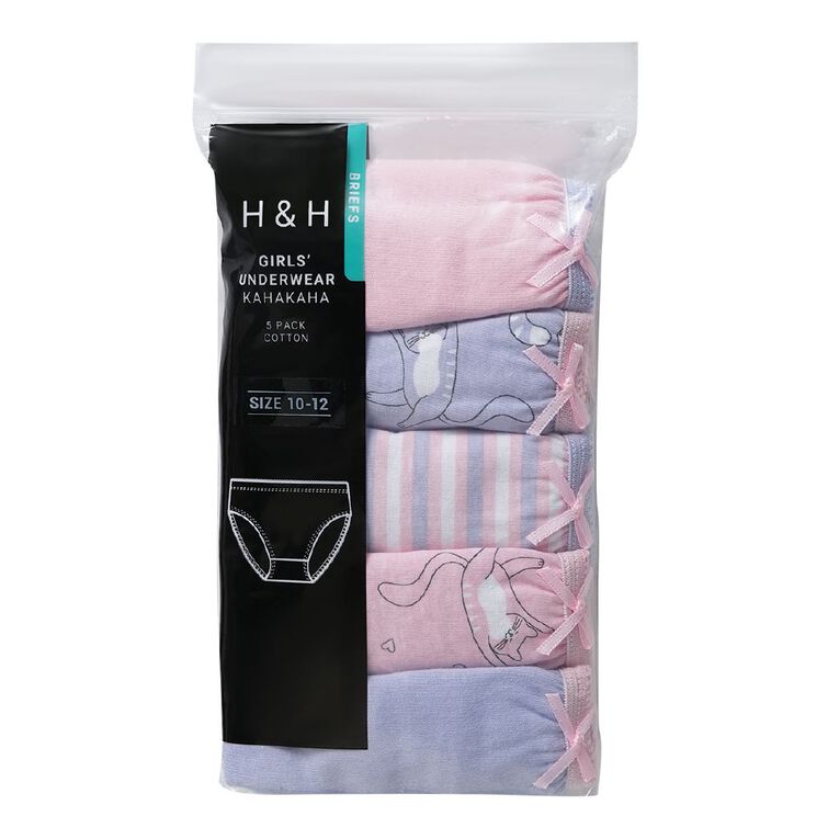 H&H Girls' Briefs 5 Pack, Blue Light, hi-res