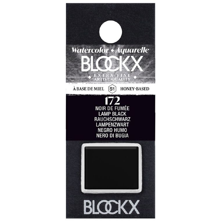 BLOCKX Watercolour Half Pan S1 172 Lamp Black Black, , hi-res