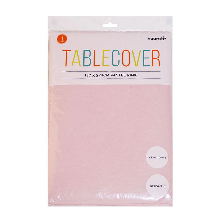 Hoorah Heavy Duty Reusable Tablecover Pastel 137cm x 274cm Pink Mid, , hi-res