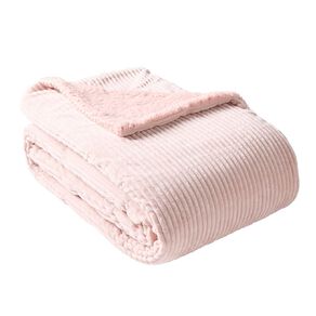 Living & Co Cord Plush Blanket Pink Queen