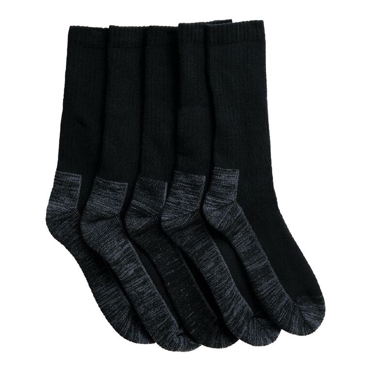 Rivet Men's Cotton Rich Work Socks 5 Pack, Black, hi-res
