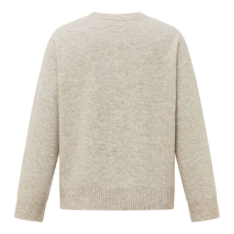 H&H Women's Cosy Oversized Crew Cardigan, Brown Light, hi-res