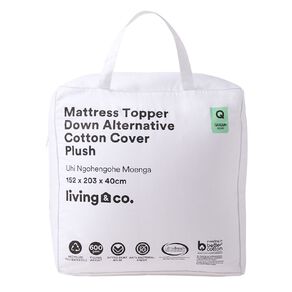 Living & Co Mattress Topper Ball Fibre Plush White Queen