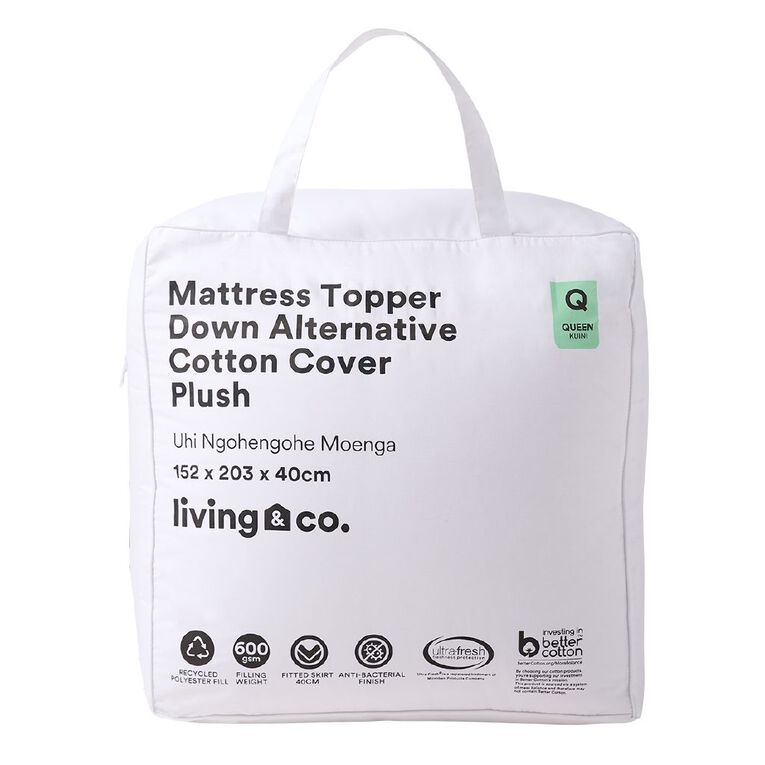 Living & Co Mattress Topper Ball Fibre Plush White Queen, , hi-res