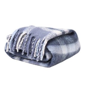 Living & Co Super Soft Plaid Blanket Blue Queen