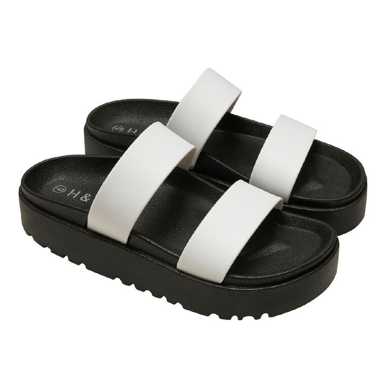H&H Women's Emily Slides, Black/White, hi-res