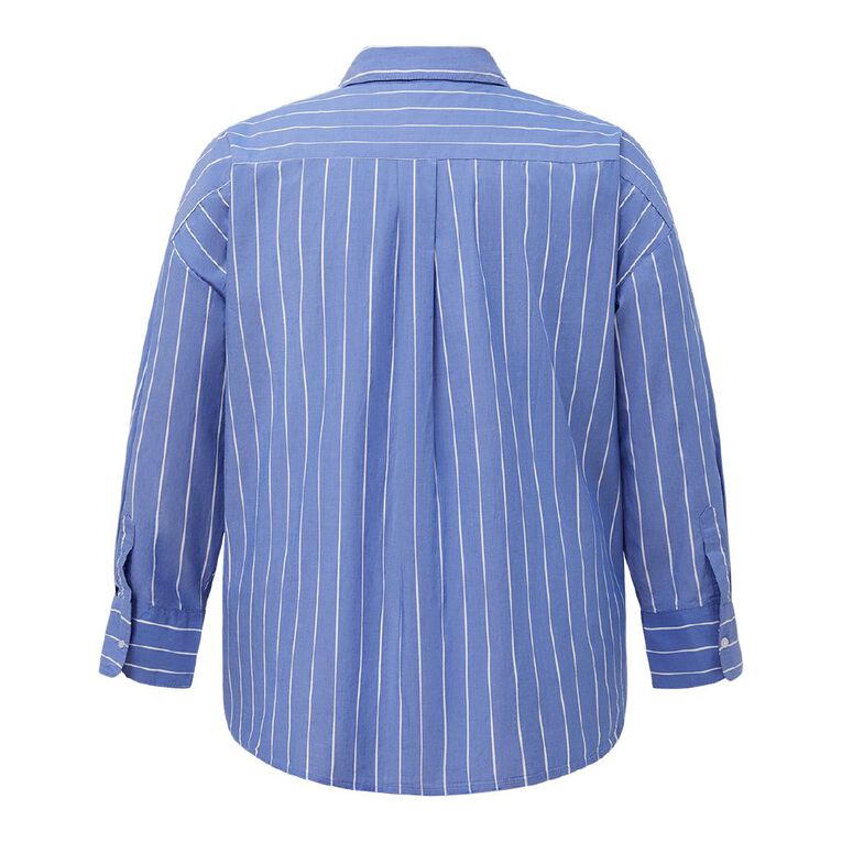 H&H Plus Women's Plus Everyday Cotton Shirt, Blue Mid, hi-res