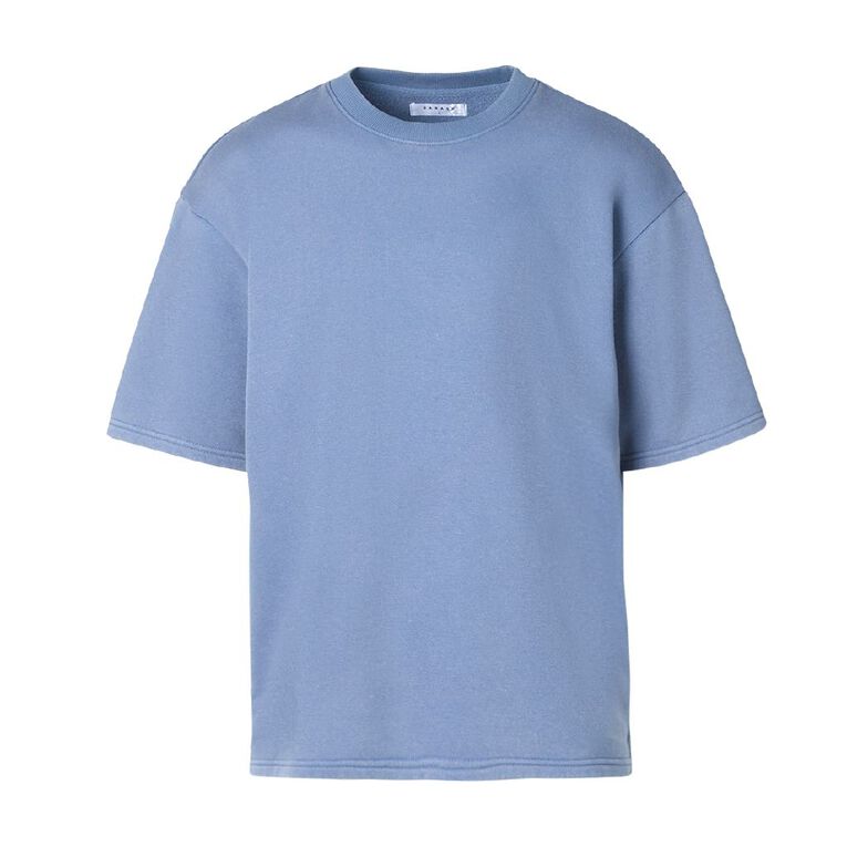 Garage Men's Plain Crew Sweat Tee, Blue Mid, hi-res
