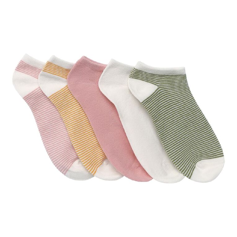 H&H Women's Liner Jacquard Socks 5 Pack, Cream, hi-res