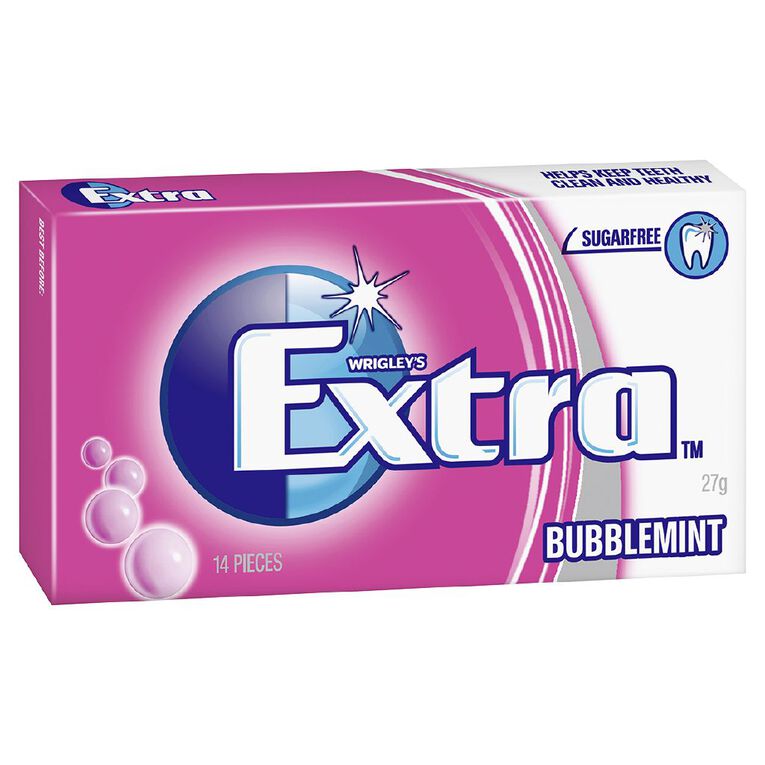 Extra Bubblemint Chewing Gum Sugar Free 14 Piece 27g The Warehouse