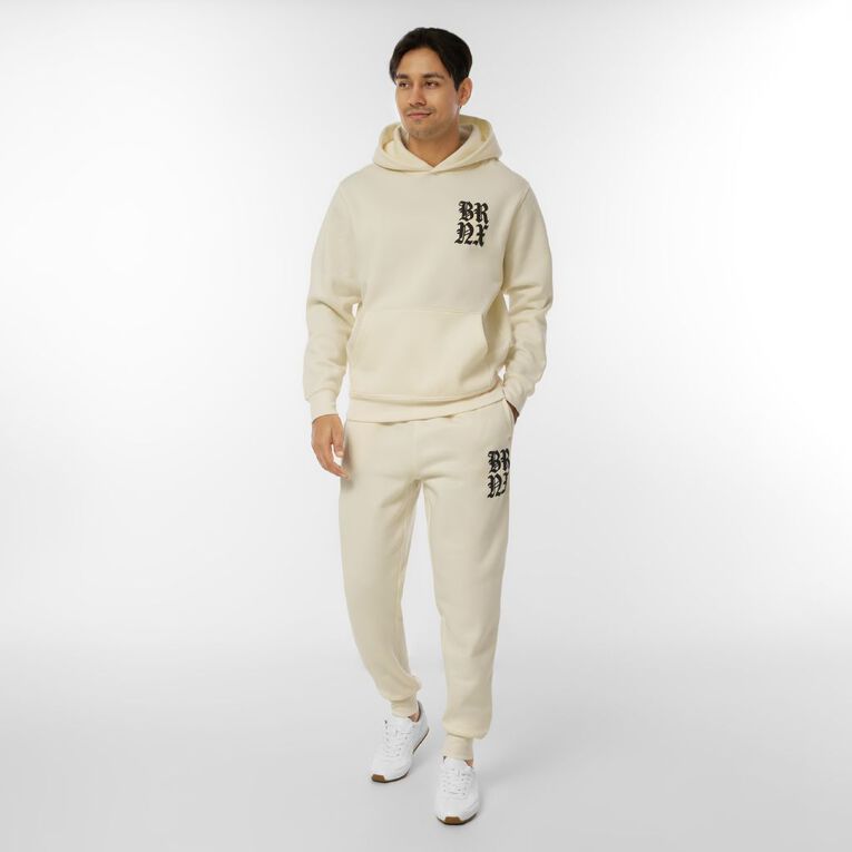 Garage Men's Rib Cuff Graphic Trackpants, Cream, hi-res
