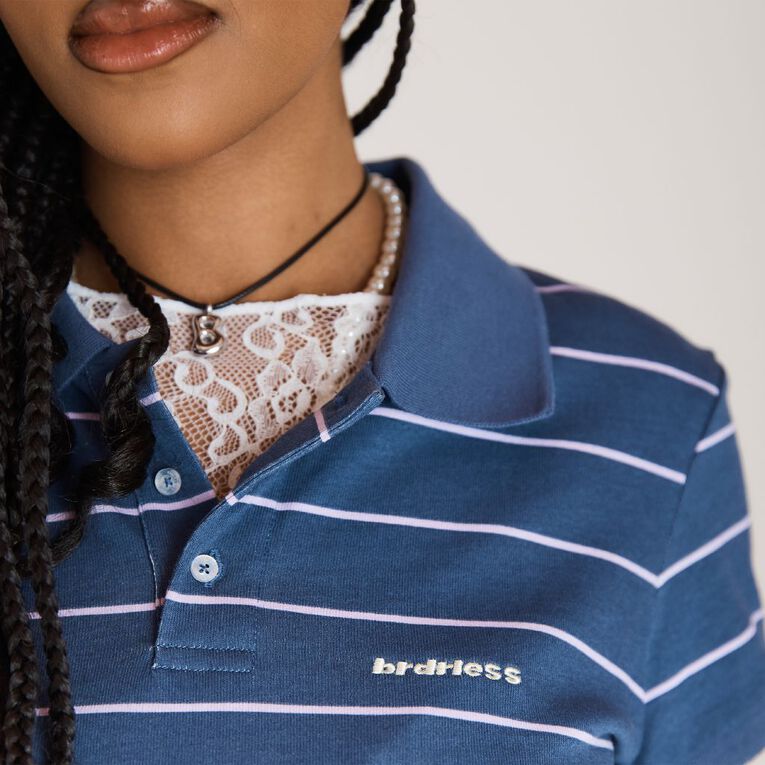 BRDRLESS Ivy Stripe Polo, Navy, hi-res