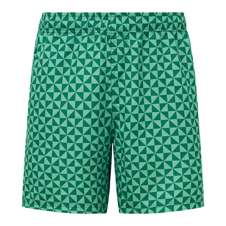 H&H Swim Men's Basic Print Boardshort, Green Dark, hi-res