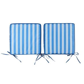 Living & Co Outdoor Chairpad 2 Pack Stripes Blue 40cm x 40cm