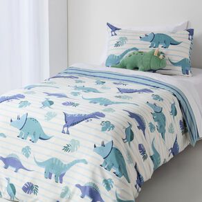 Living & Co Microfibre Duvet Cover Set Dinosaurs Multi-Coloured Single
