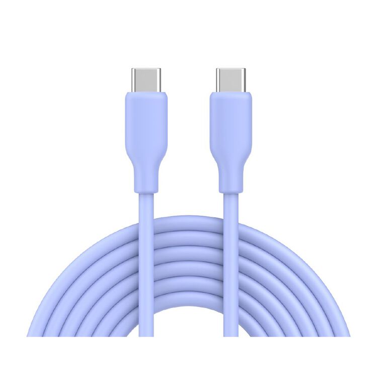 Tech.Inc Silicon USB-C to C Cable With Silicon Tie TICABS02GN Purple Mid, , hi-res