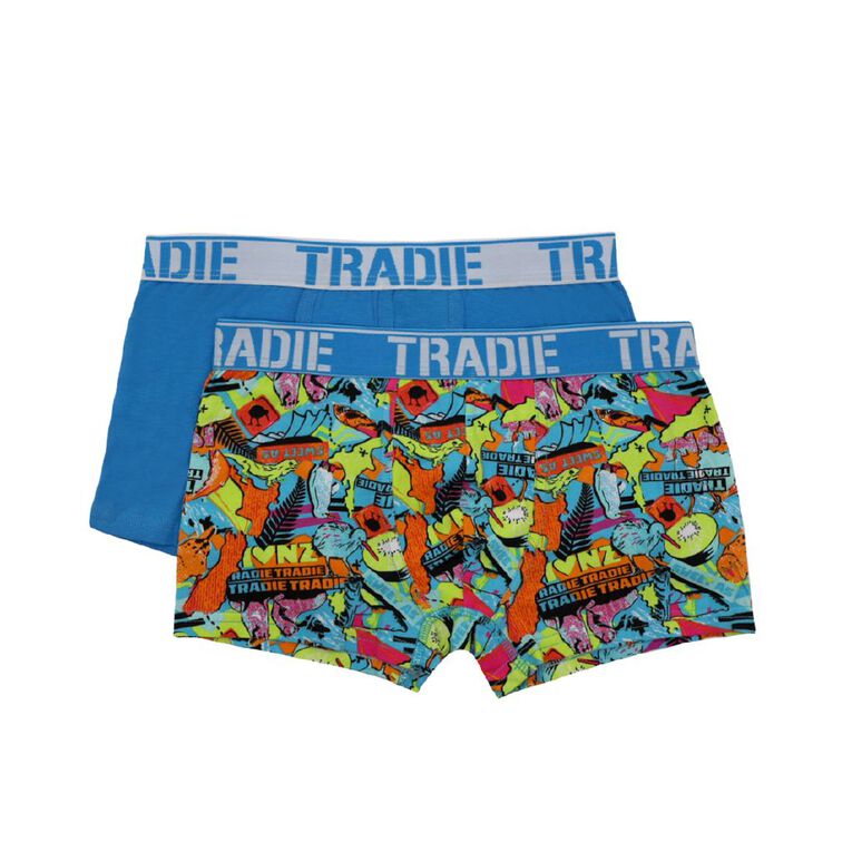 Tradie Boys' Christmas Cracker Trunks 2 Pack, Blue Light, hi-res