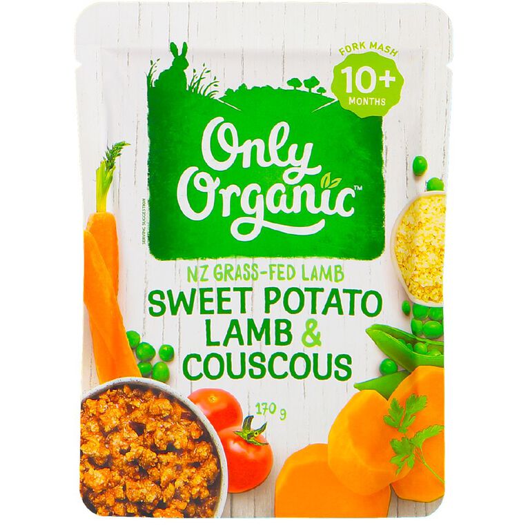 Only Organic Baby Food Sweet Potato Lamb Couscous 170g Pouch The