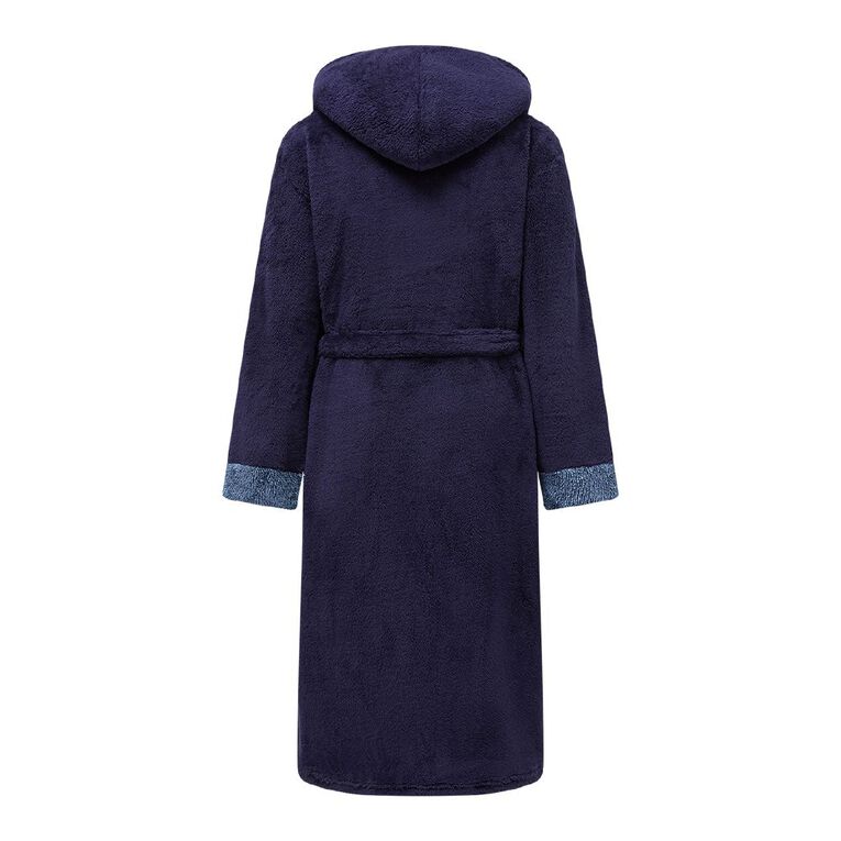 H&H Men's Shaggy Fleece Robe, Blue Dark, hi-res