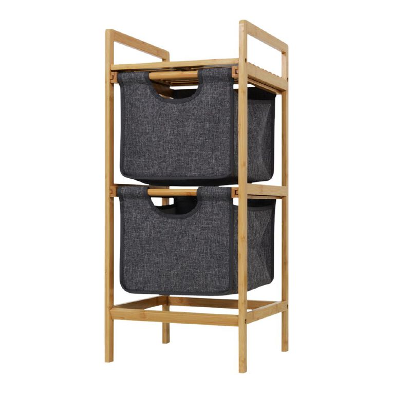 Living & Co Bamboo 2 Drawer Basket Shelf, , hi-res