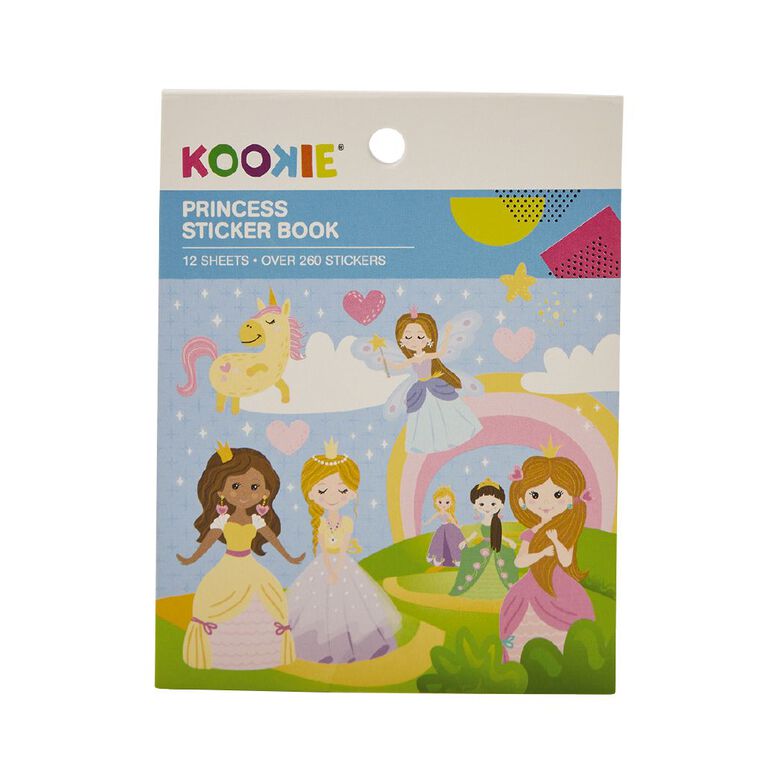 Kookie Mini Sticker Book 12 Sheets Princess Multi-Coloured, , hi-res