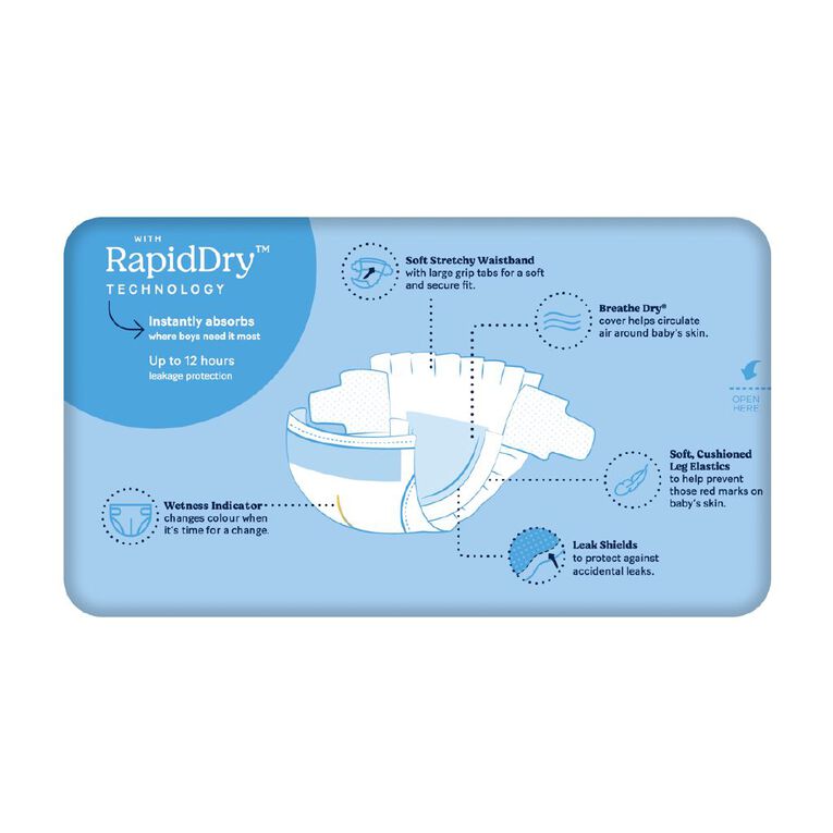 Huggies Boys' Convenience Nappy Toddler Size 4 10-15kg 18 Pack, , hi-res