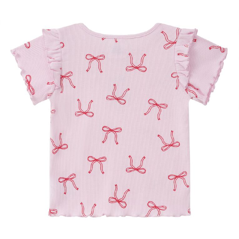 Young Original Toddler Short Sleeve Print Rib Tee, Pink Light BOW, hi-res