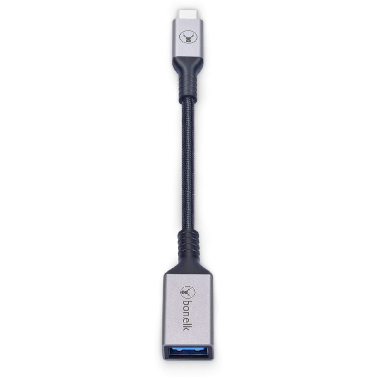 Bonelk Long-Life USB-C to USB-A Adapter Space Grey 15 cm Grey, , hi-res