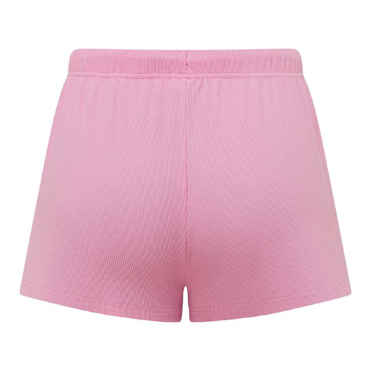 H&H Women's Rib Pyjama Shorts, Pink Mid, hi-res