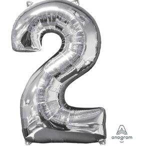 Anagram Mid-Size Shape Silver Number 2 Balloon