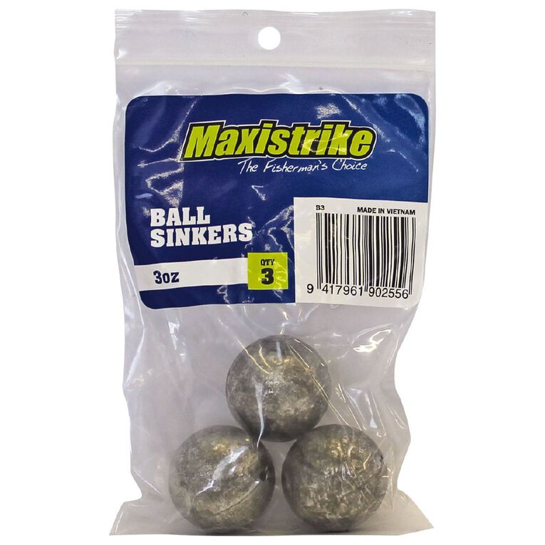Maxistrike Fishing Sinkers Ball 3 oz 3 Pack, , hi-res