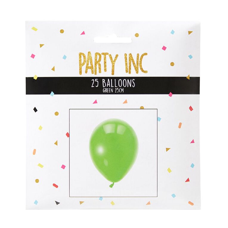 Party Inc Balloons Solid Colour Green 25cm 25 Pack, , hi-res