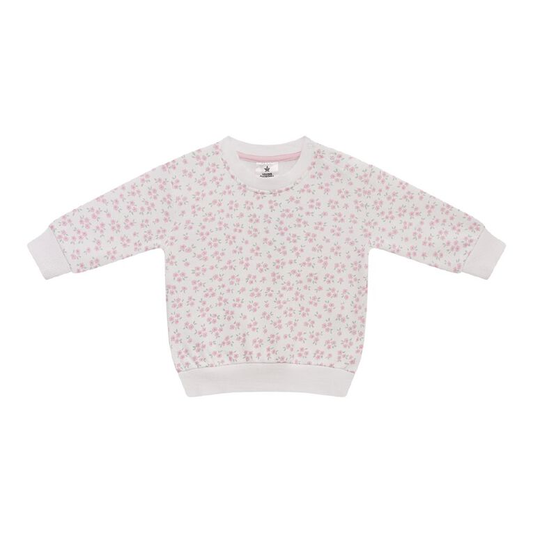 Young Original Babies' Print Crew Sweatshirt, White DITSY, hi-res