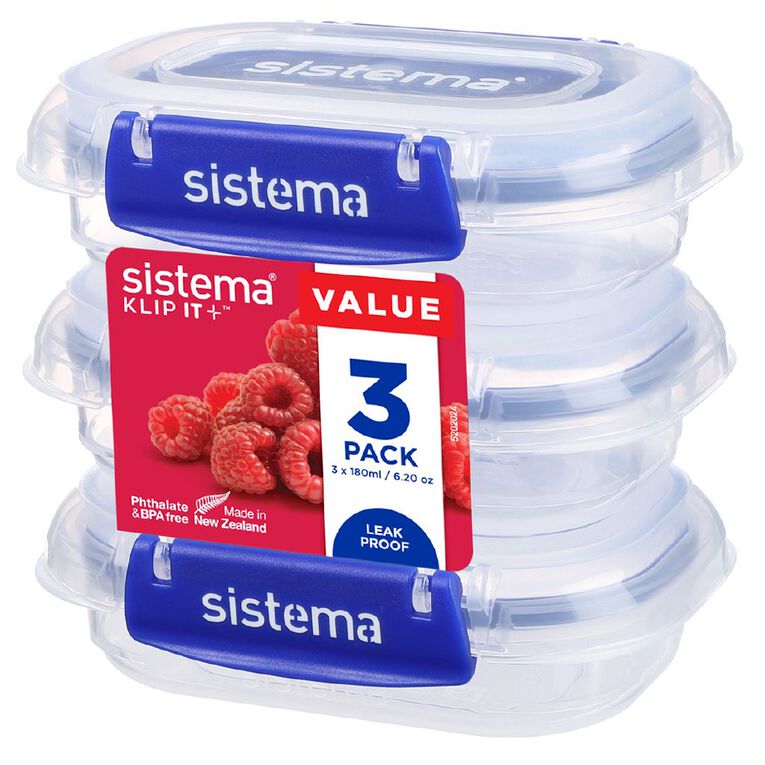Sistema Klip It Plus Rectangle 3 pack Assorted 180ml, , hi-res