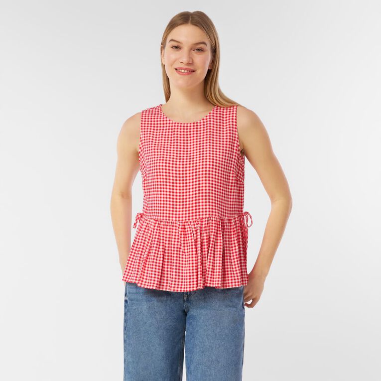 H&H Women's Side Tie Tank, Red, hi-res
