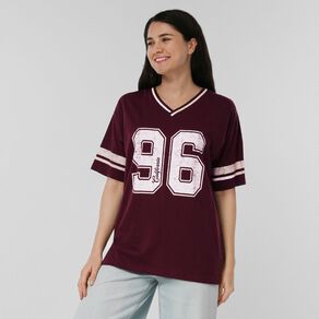 H&H Women's V Neck Relaxed Drop Shoulder Tee