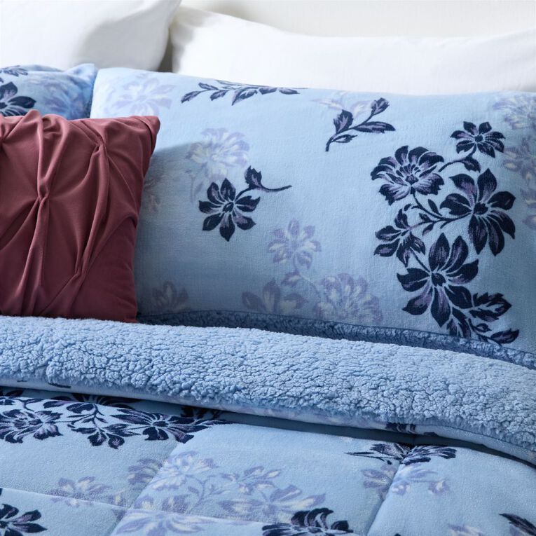 Living & Co 3 Piece Comforter Plush Dahlia Multi-Coloured Queen, , hi-res