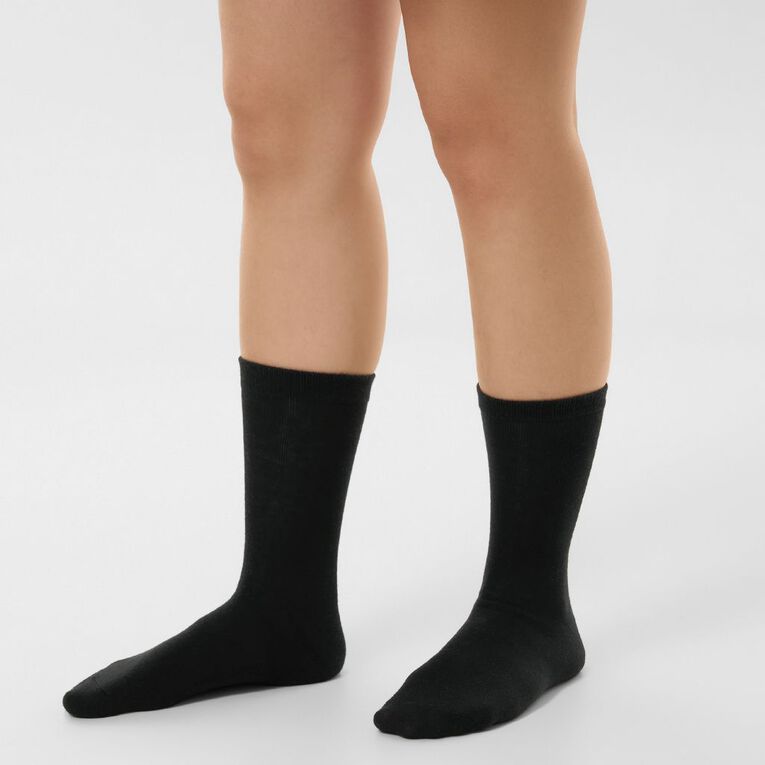 H&H Women's Plain Crew Socks 5 Pack, Black, hi-res