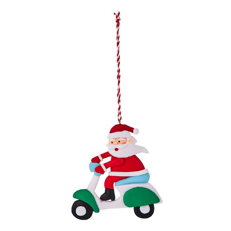 Wonderland Clay Christmas Decoration Scooter Santa 9.5cm, , hi-res
