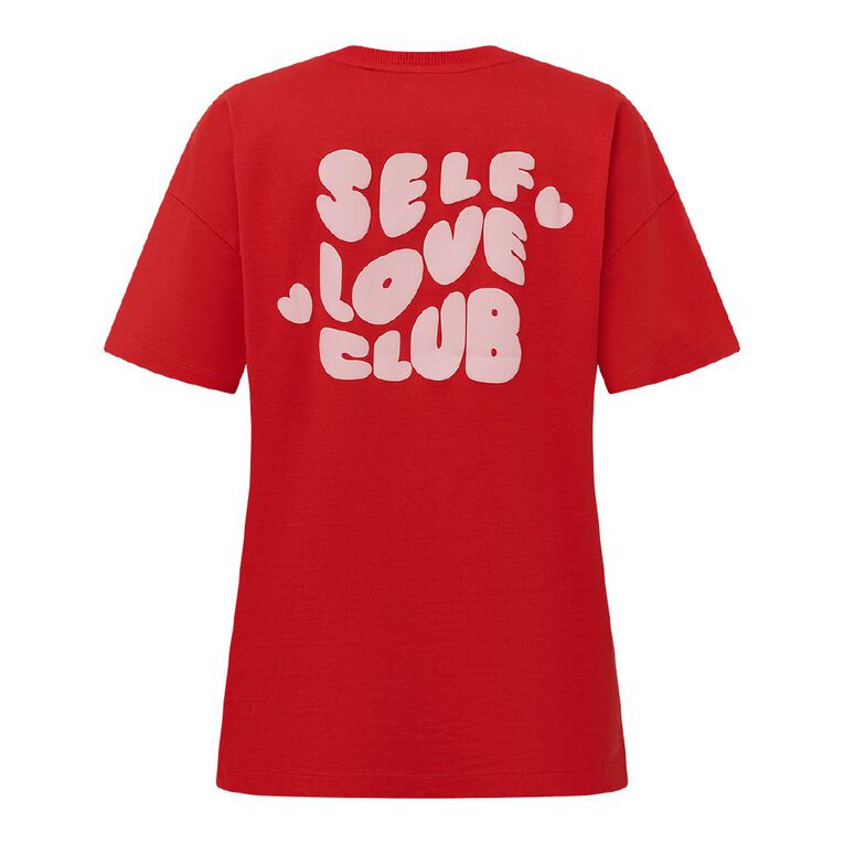 H&H Women's Mid Weight Boyfriend Print Tee, Red Mid, hi-res
