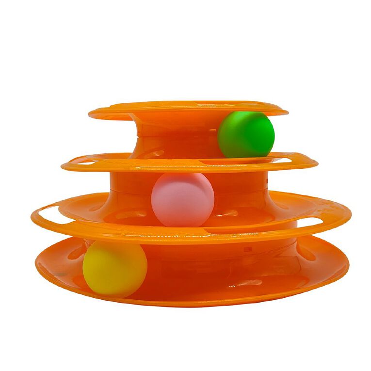 Petzone 3 Tier Cat Tower With Balls Toy Orange, , hi-res