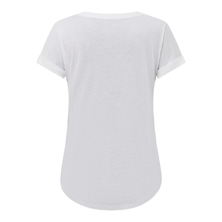 H&H Women's Short Sleeve Drape Viscose Tee, White, hi-res